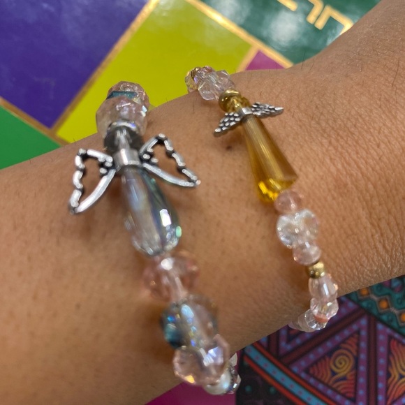 Hand made Pink Beaded Angel Charm Bracelets - Picture 7 of 7